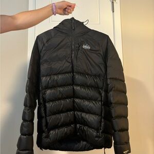 REI Men’s Black Puffer Down Jacket
